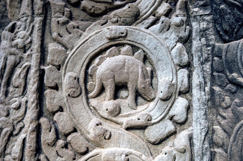 stone stegosaurus temple Cambodian